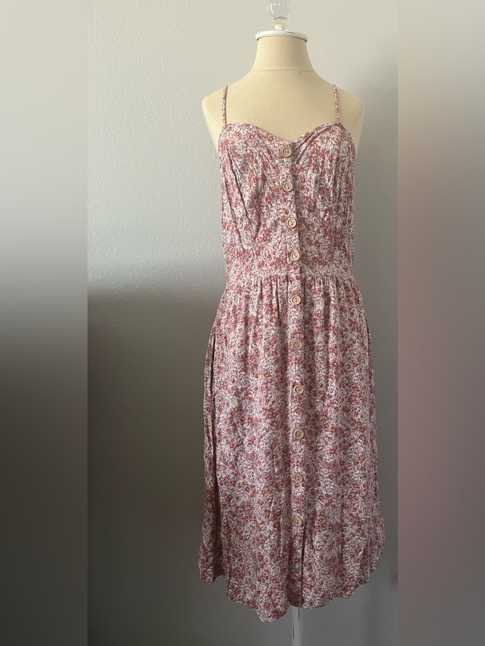 Mimi Chica Pink Floral Button Down Midi Dress